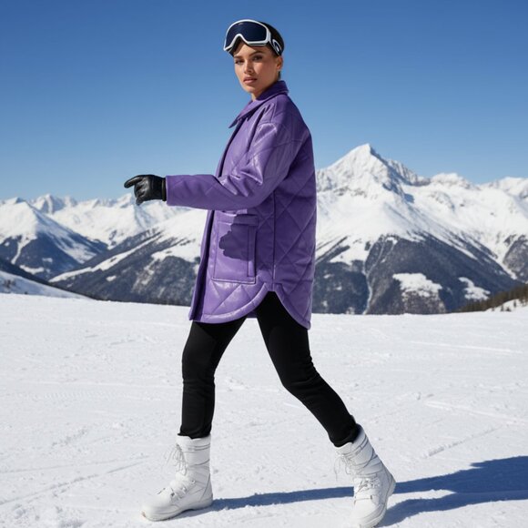 $314 APPARIS Stevie purple quilted faux leather coat XL excellent condition - Picture 14 of 15